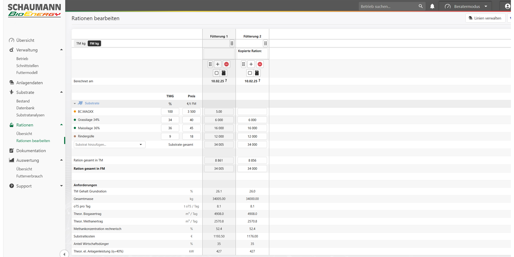 BiogasControl Werte 3 BiogasControl Werte 3